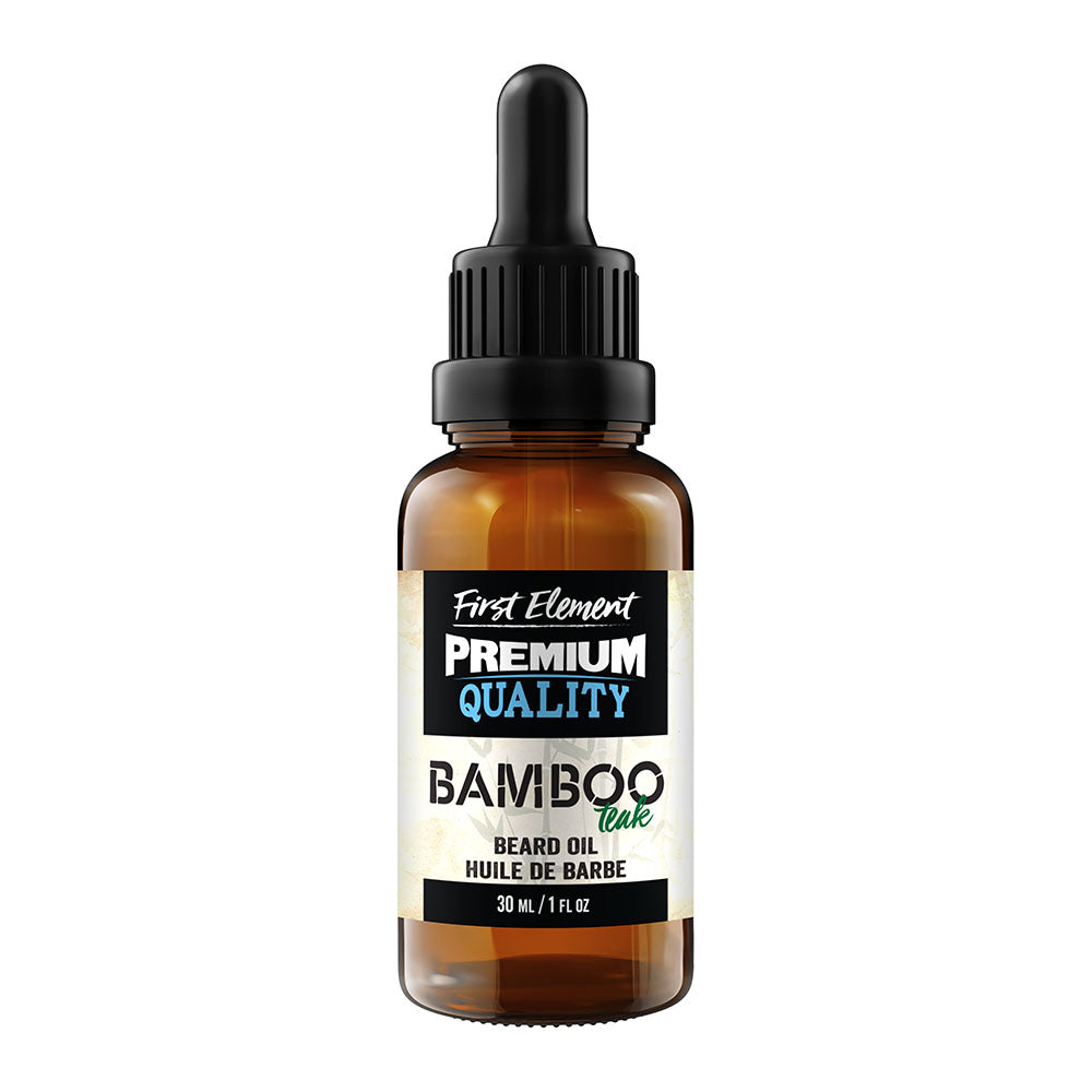 Bamboo Teak Beard Oil - First Element Premium Bamboo Teak scented Beard Oil. Our Beard Oil comes in a nice 30ml amber glass bottle with dropper. Premium quality, hand made in Canada, all natural, hand poured beard oil