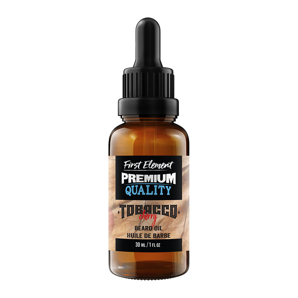 Cherry Tobacco Beard Oil - First Element Premium Cherry Tobacco scented Beard Oil. Our Beard Oil comes in a nice 30ml amber glass bottle with dropper. Premium quality, hand made in Canada, all natural, hand poured beard oil